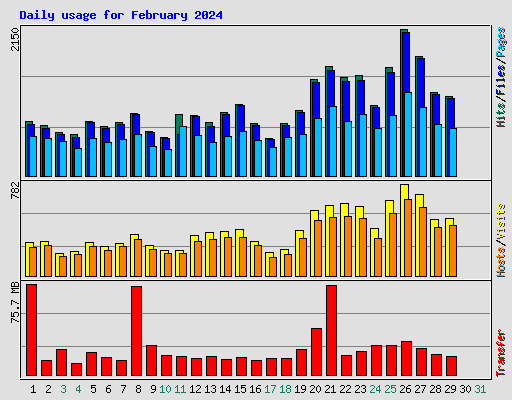 Daily usage for February 2024